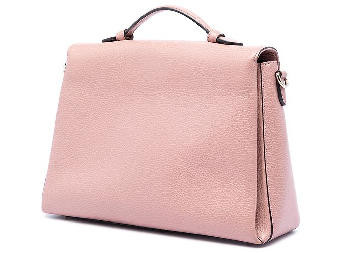 Borsa satchel Gucci Medium Dollar Calfskin Interlocking G rosa - vista 2