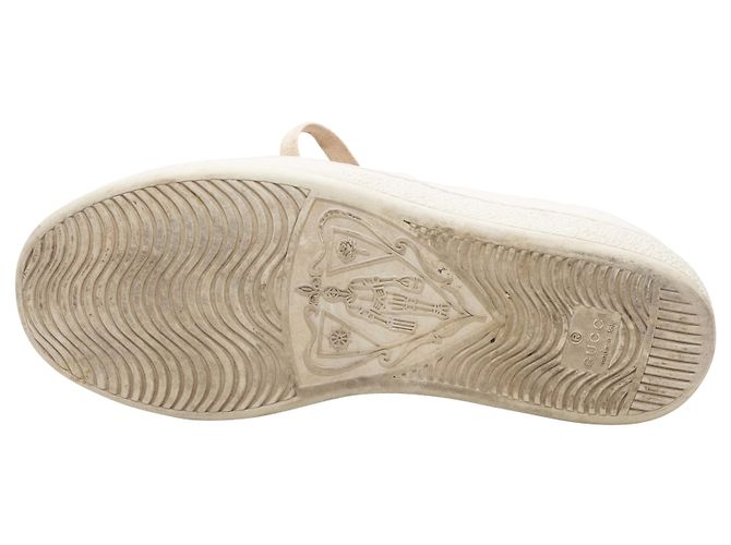 Gucci Low-Top Leder-Sneaker mit Schriftzug White & Multicolor Größe 37 Weiß - Ansicht 5