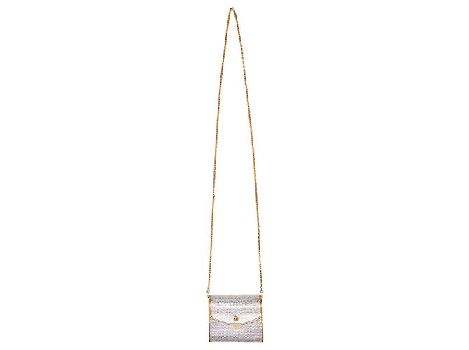Mini clutch Judith Leiber argento e oro con decorazioni in cristallo - vista 5