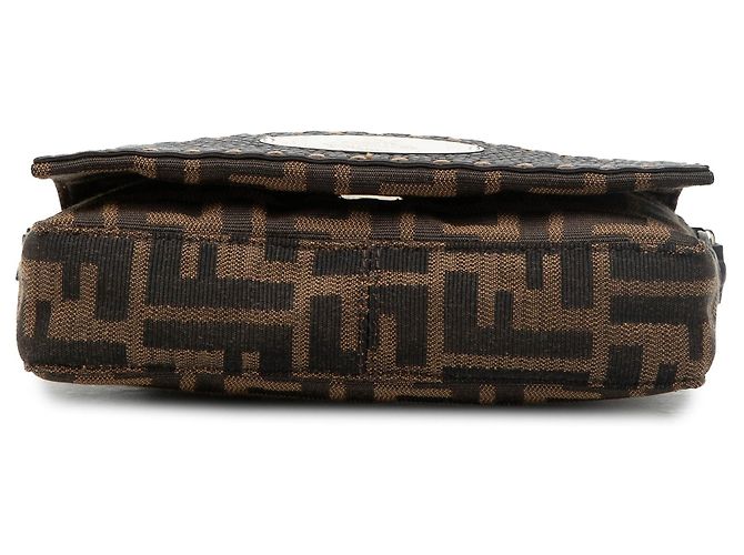 Borsa a tracolla Fendi Zucca Canvas Selleria marrone - vista 3