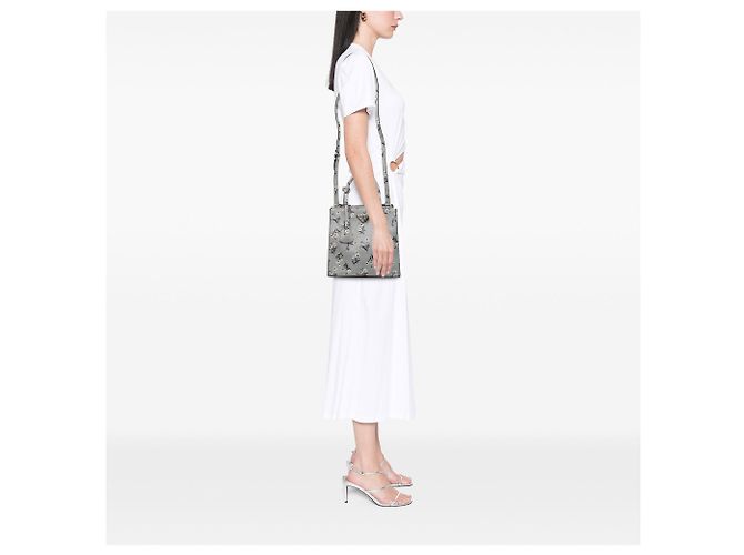 Borsa Saffiano con stampa floreale e doppia tasca grigia Prada Grigio - vista 6