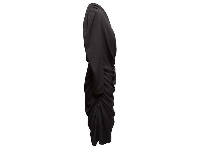 Schwarzes Balenciaga Drapierendes Langarmkleid Größe IT 42 - Ansicht 2