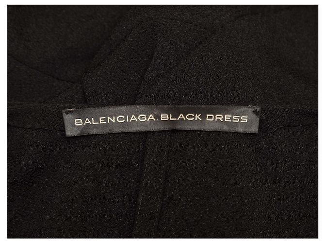 Schwarzes Balenciaga Drapierendes Langarmkleid Größe IT 42 - Ansicht 4