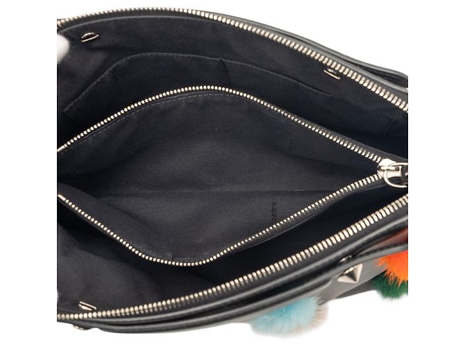 Borsa Fendi Medium Leather Pompom By The Way nera Nero - vista 4