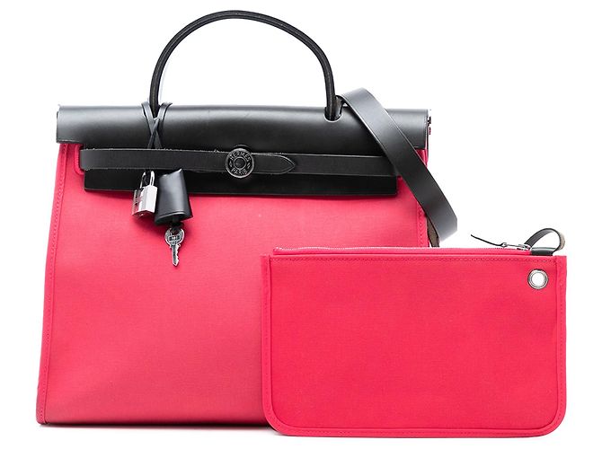 Borsa Hermès Toile Herbag Zip 31 rosa - vista 8