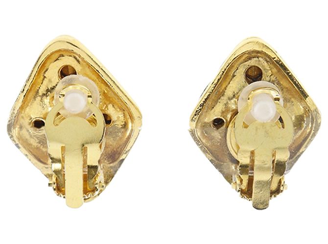 Orecchini a clip Chanel placcati in oro con strass a forma di diamante D'oro - vista 2