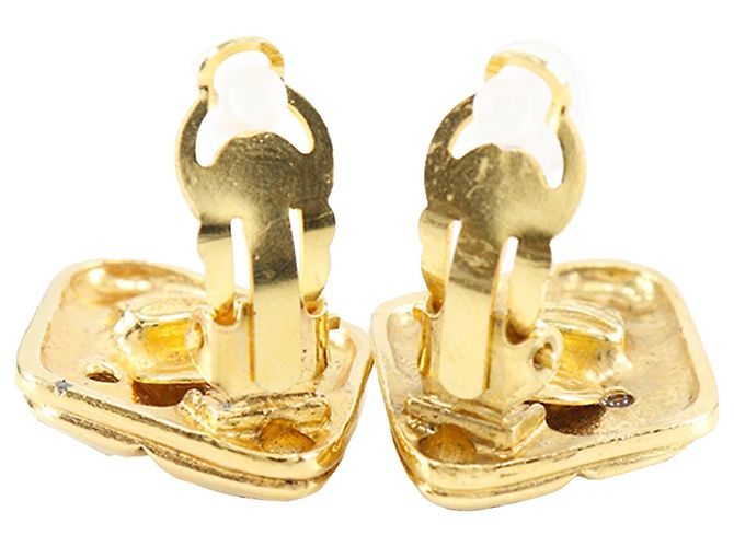 Orecchini a clip Chanel placcati in oro con strass a forma di diamante D'oro - vista 3