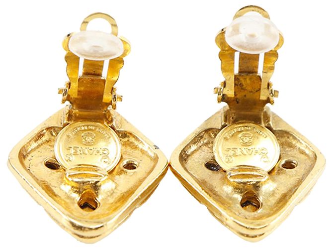 Orecchini a clip Chanel placcati in oro con strass a forma di diamante D'oro - vista 4