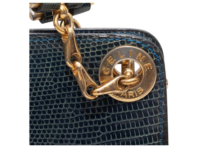 Céline Vintage Blue Celine Handtasche aus Eidechsenleder Blau - Ansicht 6