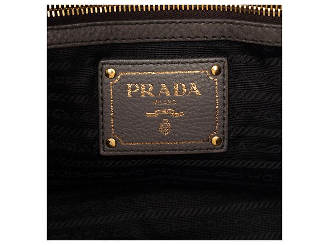 Borsa Tote Convertible Aperta Prada Bicolor Vitello Daino Marrone - vista 5
