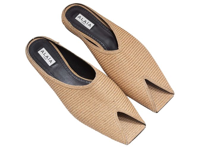Alaïa Sandali con punta quadrata in rafia beige Alaia Taglia 40 - vista 2