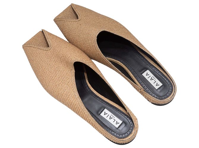 Alaïa Sandali con punta quadrata in rafia beige Alaia Taglia 40 - vista 3
