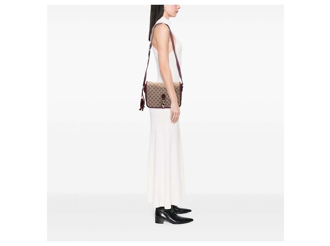 Borsa a tracolla Gucci GG Canvas Marrakech beige - vista 6