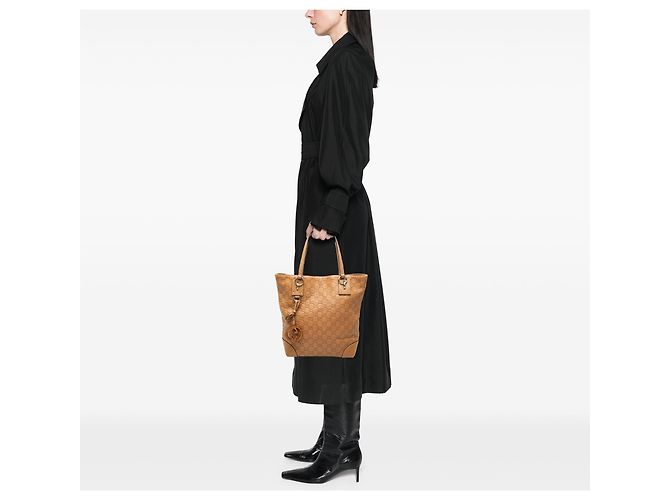 Tote Medium Guccissima GG Charm Marrone Gucci - vista 7