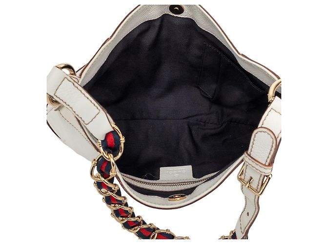 Borsa a tracolla Gucci Calfskin Web Capri Ranch Kid bianca Bianco - vista 4