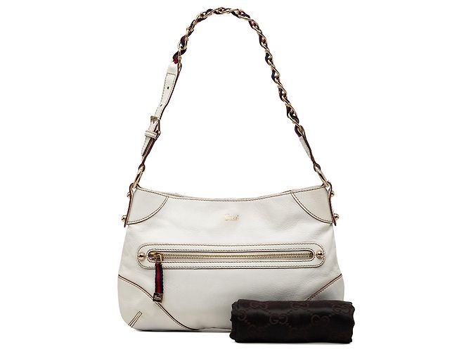 Borsa a tracolla Gucci Calfskin Web Capri Ranch Kid bianca Bianco - vista 8