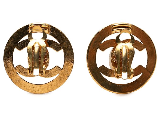 Chanel CC Gold Plated Turn Lock Runde Clip-On Ohrringe Golden - Ansicht 2