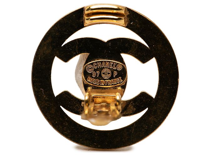 Chanel CC Gold Plated Turn Lock Runde Clip-On Ohrringe Golden - Ansicht 3