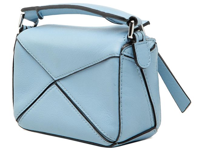 Borsa Nano Puzzle in pelle di vitello blu LOEWE - vista 2