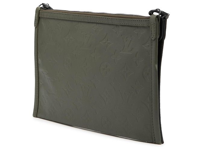 Borsa a tracolla Messenger Double Flat in Monogram Shadow verde di Louis Vuitton - vista 2