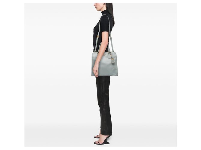 Borsa Tote di lusso Prada Saffiano blu Satchel - vista 10