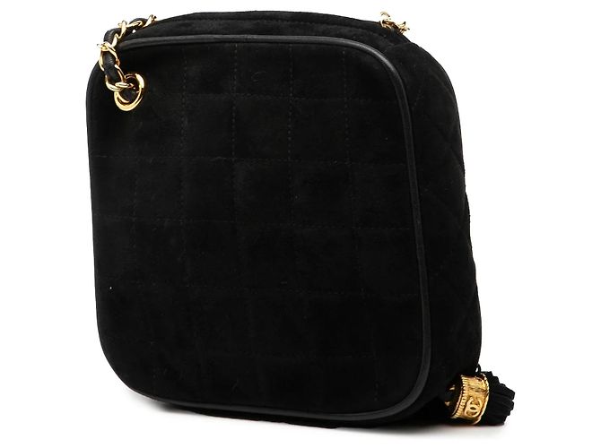 Schwarze Chanel CC gesteppte Wildleder-Tasche mit Diamant-Quaste - Ansicht 2