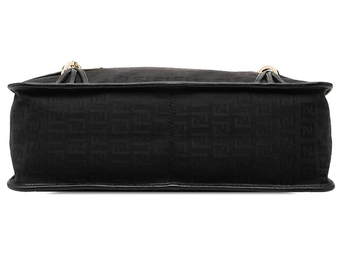 Borsa a tracolla Fendi Zucchino Canvas marrone con charm F - vista 3
