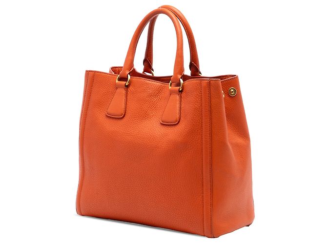 Bolsa Tote Conversível Aberta Prada Vitello Daino Laranja - vista 2