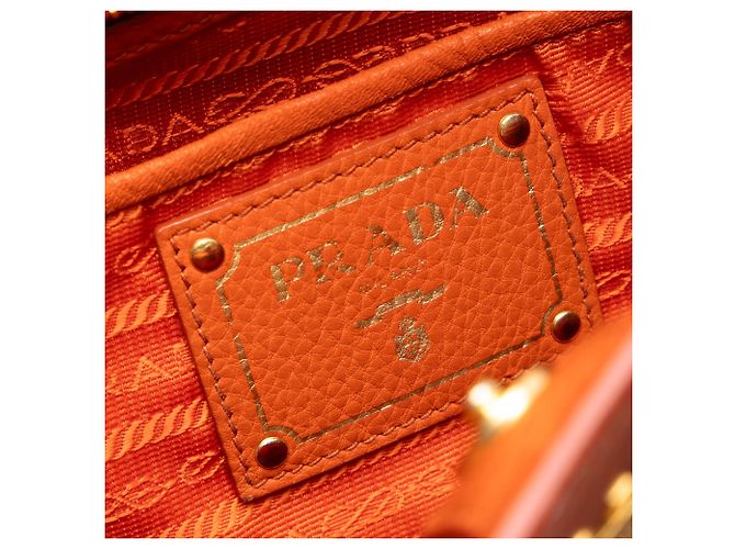 Bolsa Tote Conversível Aberta Prada Vitello Daino Laranja - vista 5