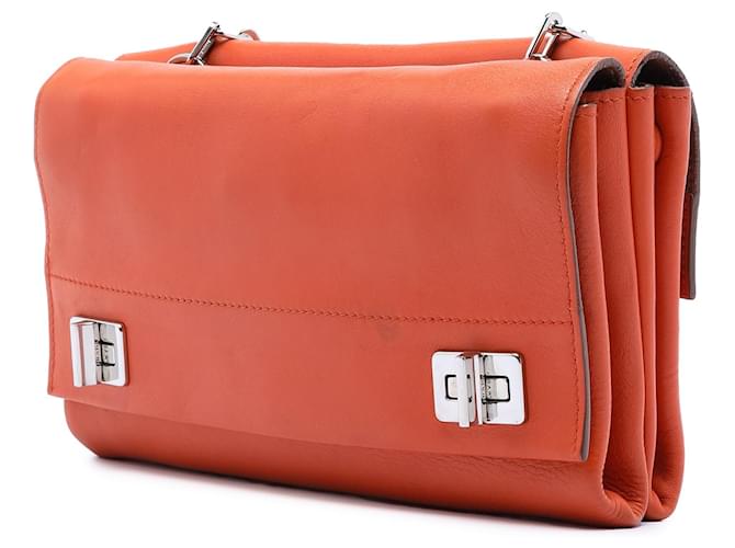 Borsa a tracolla Prada Soft Calf Double Turnlock Arancione - vista 2