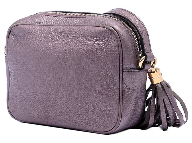 Borsa a tracolla Gucci Soho Disco in pelle metallizzata viola Porpora - vista 2