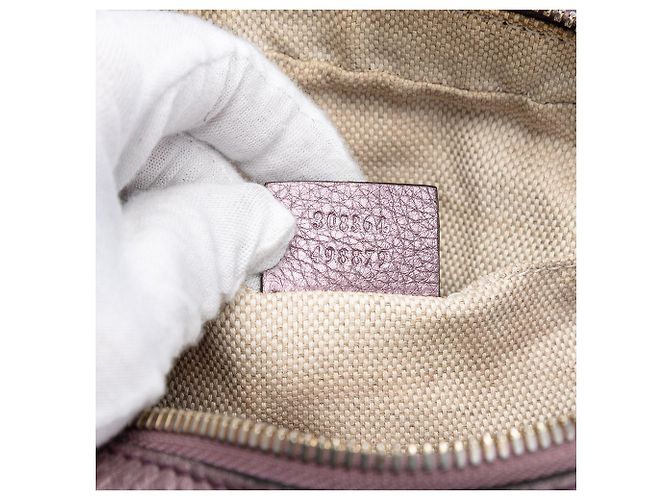 Borsa a tracolla Gucci Soho Disco in pelle metallizzata viola Porpora - vista 6