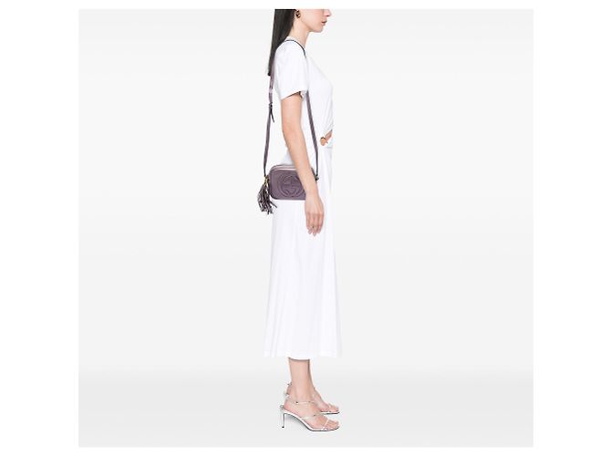 Borsa a tracolla Gucci Soho Disco in pelle metallizzata viola Porpora - vista 7
