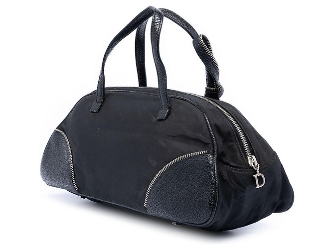 Borsa a mano Bow in nylon e pelle di vitello nero Dior - vista 2