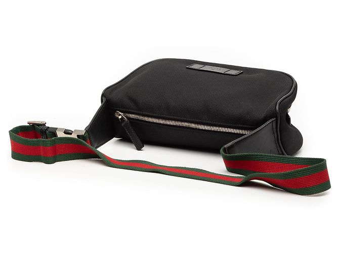 Borsa a tracolla in nylon con web nero Gucci - vista 2