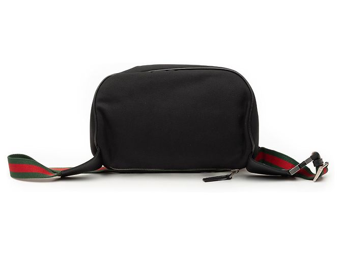 Borsa a tracolla in nylon con web nero Gucci - vista 3