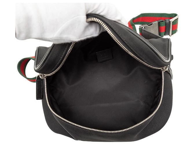 Borsa a tracolla in nylon con web nero Gucci - vista 4