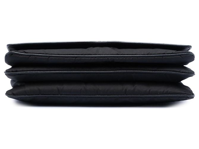 Borsa a tracolla con catena Black Prada Saffiano Lux e Tessuto Nero - vista 3