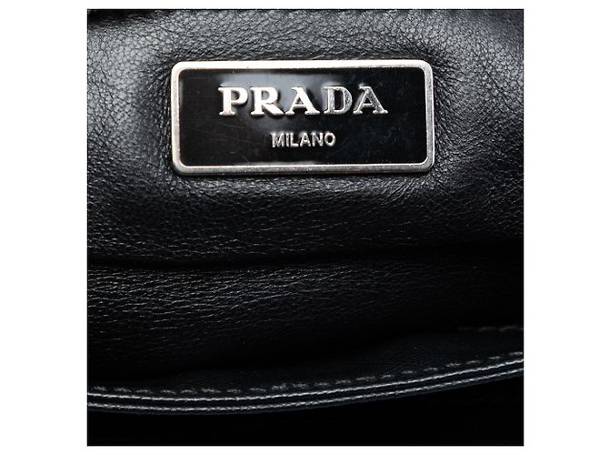 Borsa a tracolla con catena Black Prada Saffiano Lux e Tessuto Nero - vista 5