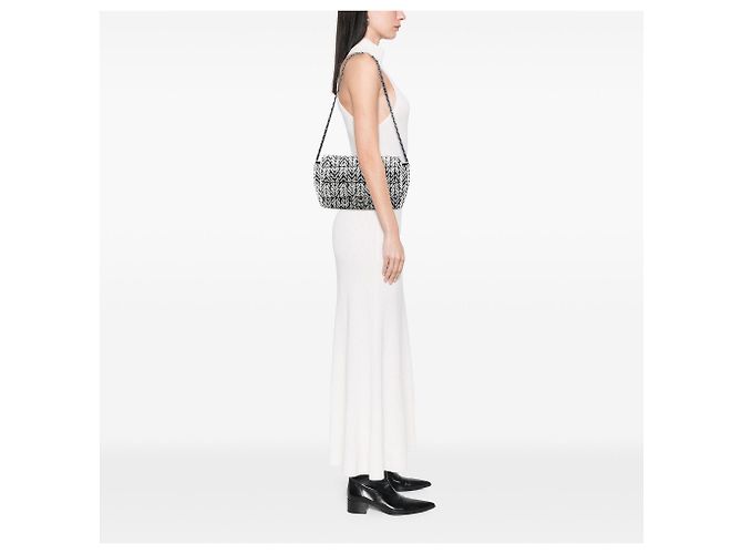 Borsa a tracolla Chanel CC in Tweed Herringbone nero - vista 7