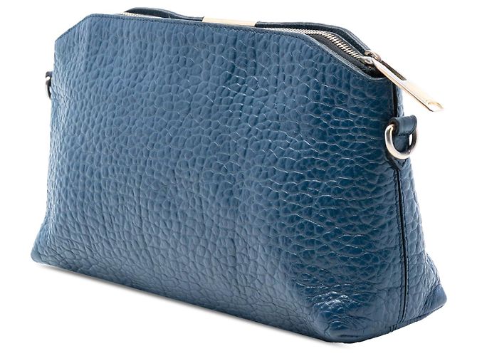 Borsa a tracolla Burberry Chichester in pelle granulata blu - vista 2