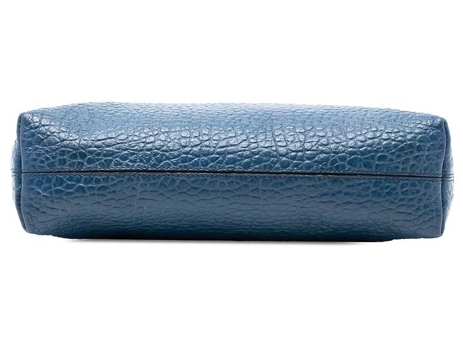 Borsa a tracolla Burberry Chichester in pelle granulata blu - vista 3