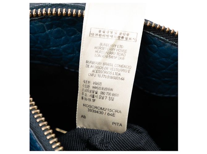 Borsa a tracolla Burberry Chichester in pelle granulata blu - vista 5