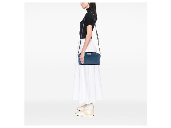 Borsa a tracolla Burberry Chichester in pelle granulata blu - vista 7
