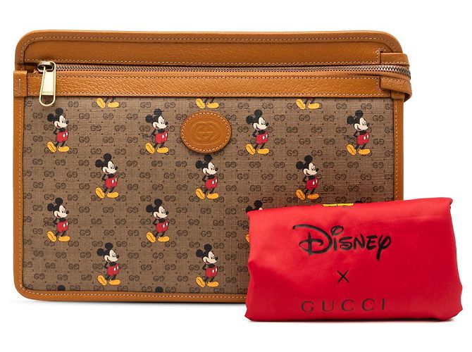 Clutch Gucci Disney Micro GG Supreme Mickey Mouse marrone - vista 8