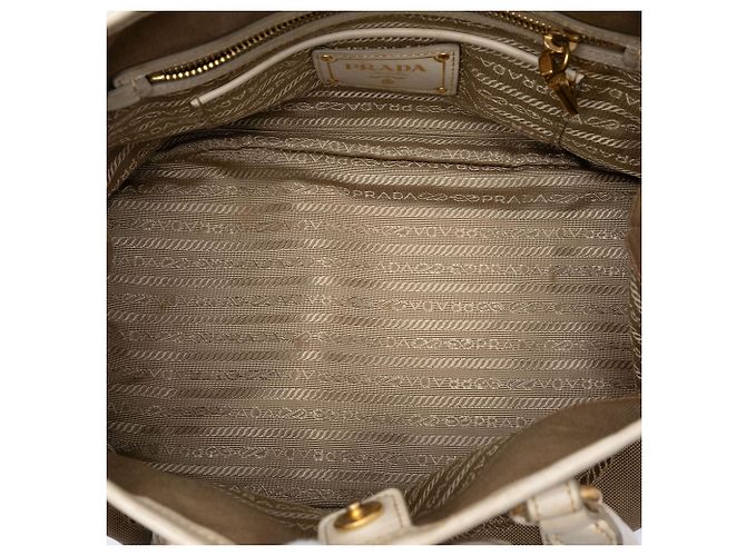 Bow Borsa satchel in tela Prada Canapa beige con logo e fiocco - Ansicht 4