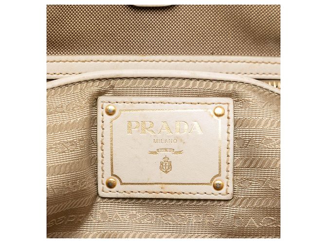 Bow Borsa satchel in tela Prada Canapa beige con logo e fiocco - Ansicht 5