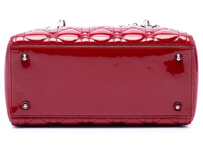 Borsa Lady Dior Medium in vernice cannage rosso - vista 3