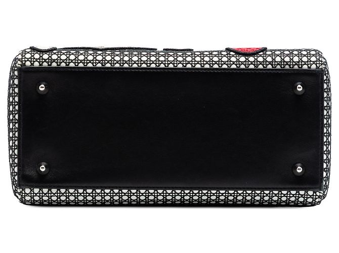 Borsa Lady Dior in pelle di vitello nera con inserti in mesh microcannage, misura Medium Nero - vista 3