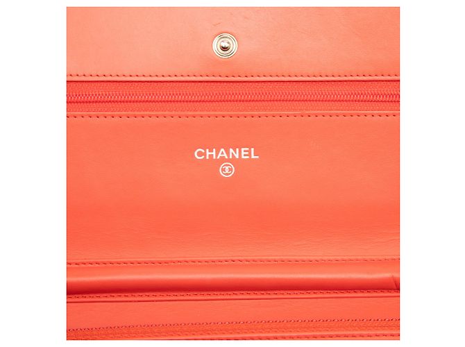 Borsa a tracolla Chanel CC Patent Wallet on Chain arancione - vista 5